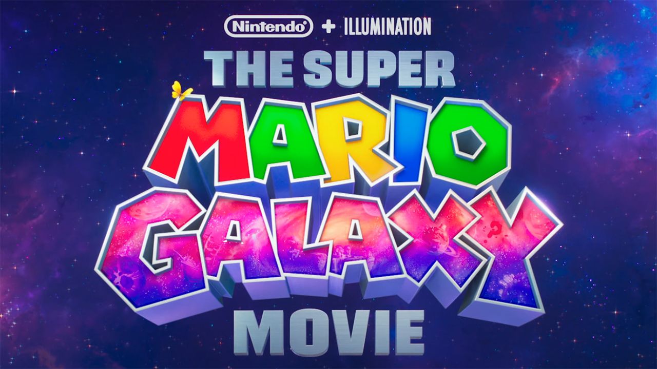 A screenshot of the title and logo for Nintendo's The Super Mario Galaxy Movie