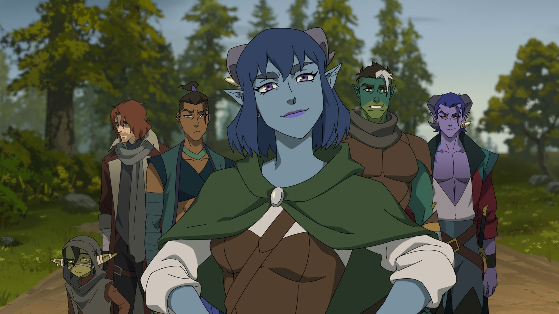 Jester standing at the front of the titular group in The Mighty Nein