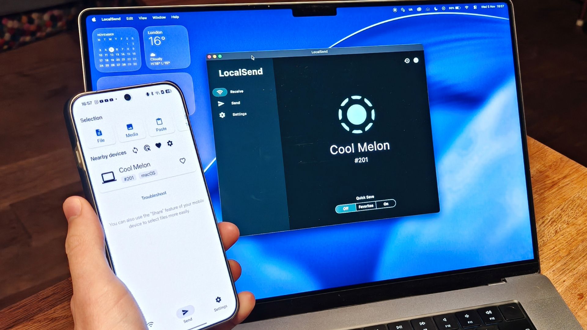 Localsend running on a phone and MacBook