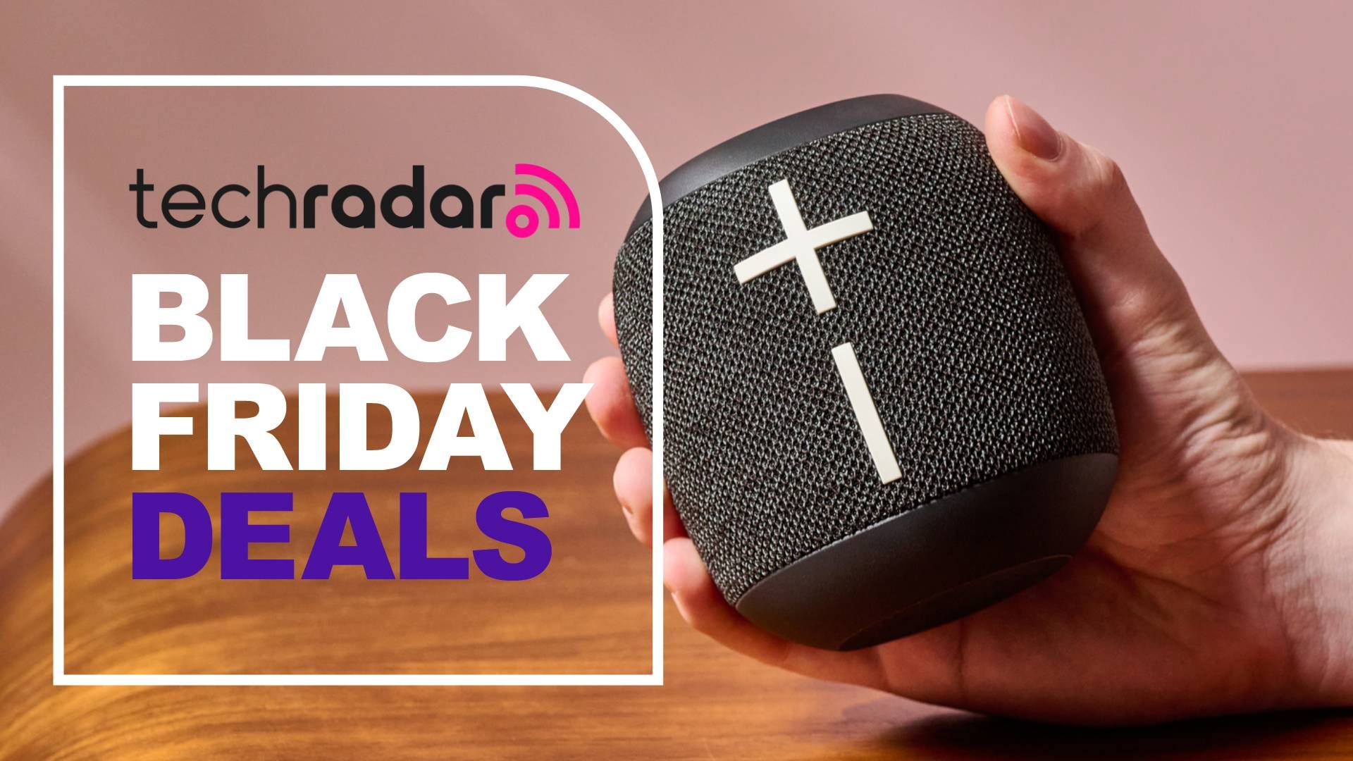 Ultimate Ears Wonderboom 4 in someone's hand with the words 'TechRadar: Black Friday deals' on the left side of the image
