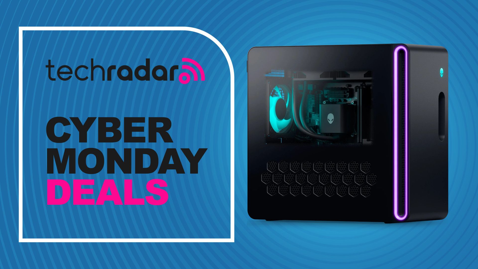 TechRadar's Cyber Monday PC Deals, featuring the Alienware Aurora ACT120.