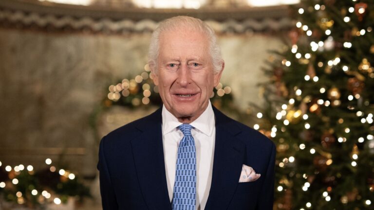 King Charles III recording the Royal Christmas message at the Fitzrovia Chapel