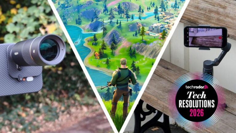 The Oppo Find X9 Pro alongside an image of Fortnite alongside an image of a phone gimbal