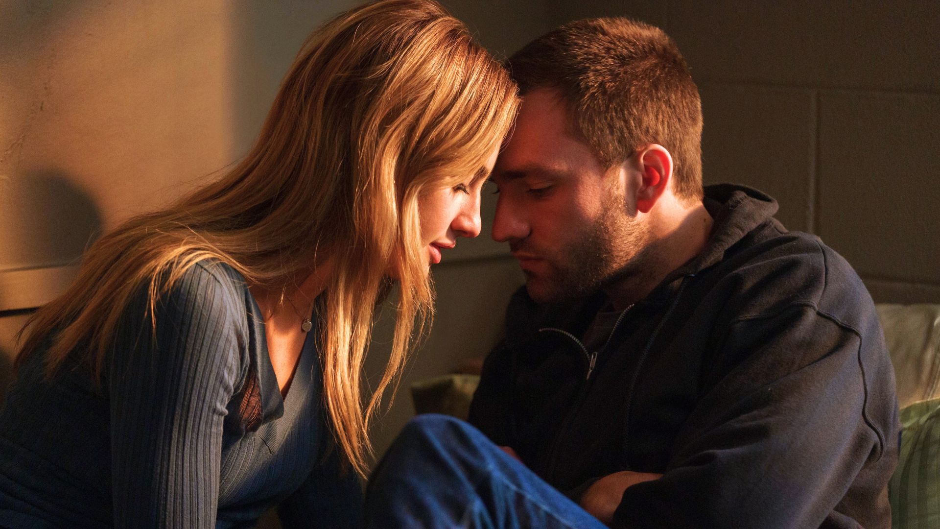 Lucy and Stephen lean into each other