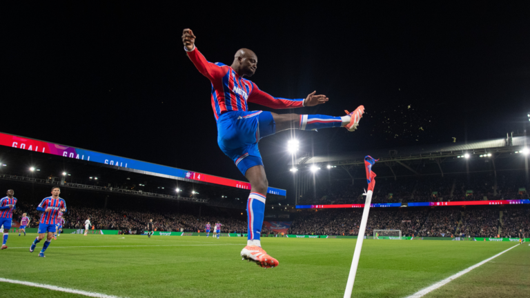  Jean-Philippe Mateta of Crystal Palace celebrates after scoring a goal during the Premier League match between Crystal Palace and Fulham at Selhurst Park on January 1, 2026 in London, United Kingdom. 