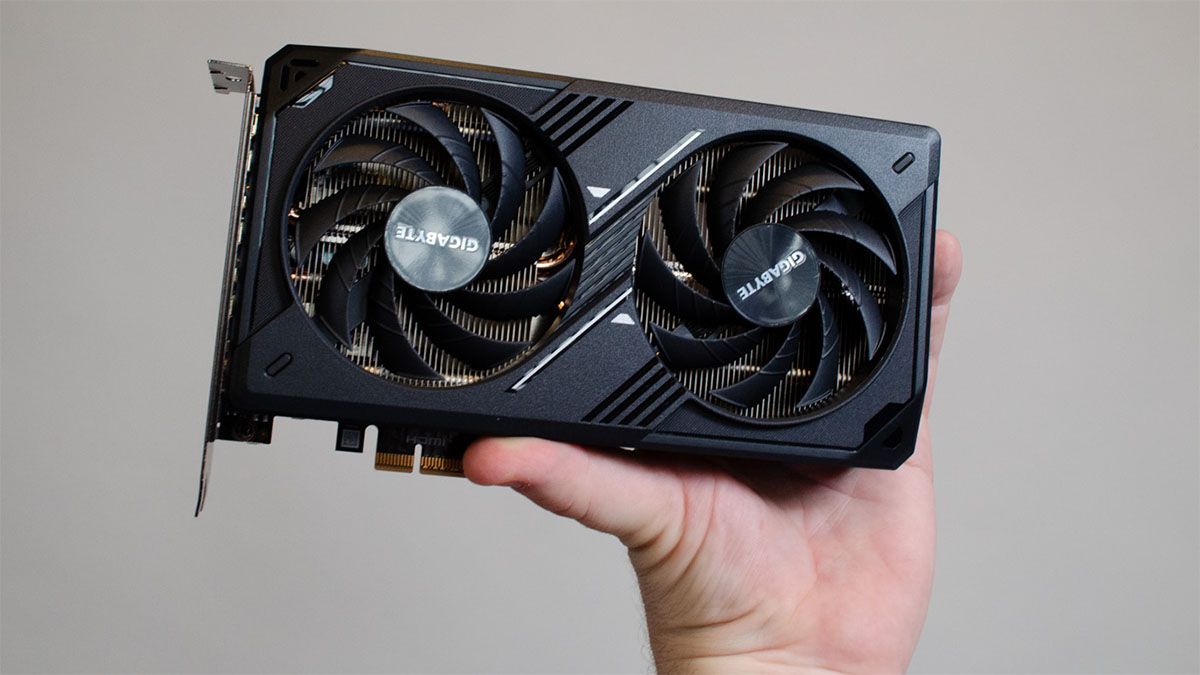 An Nvidia RTX 5060 held in a hand