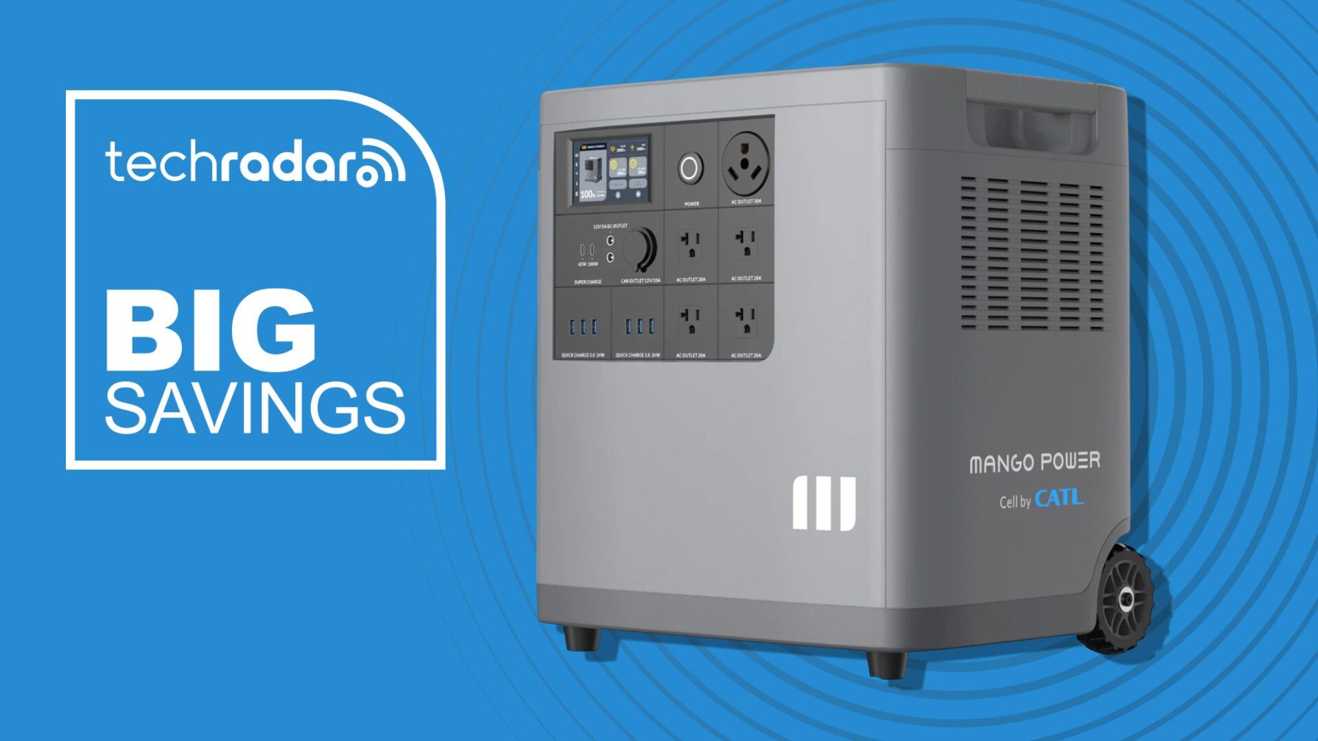 Mango Power E home backup and portable power station is 67% off at $1,399 and includes four AC outlets, USB-C up to 100W, and RV 30A support