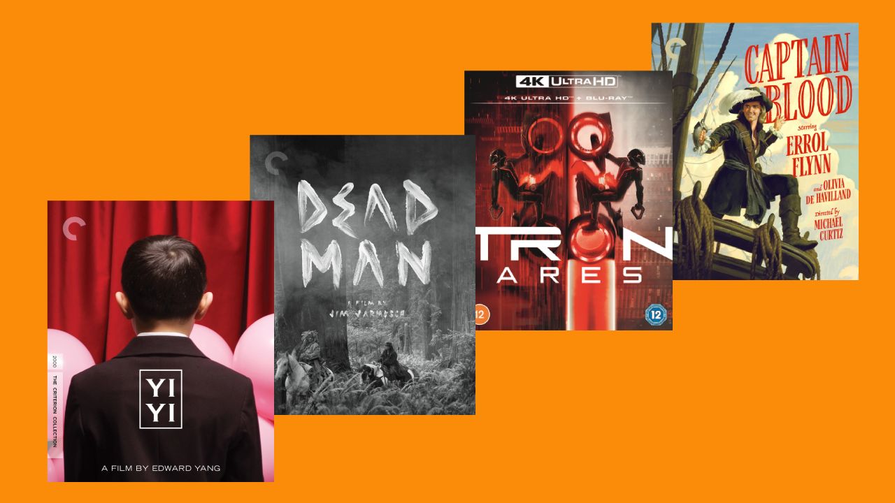4K Blu-ray January releases including Dead Man, Captain Blood, Yi Yi and Tron Ares on an orange background