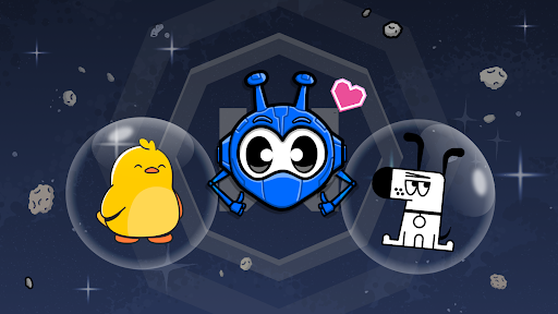 Windscribe, Kagi, and Ente mascots over a space background