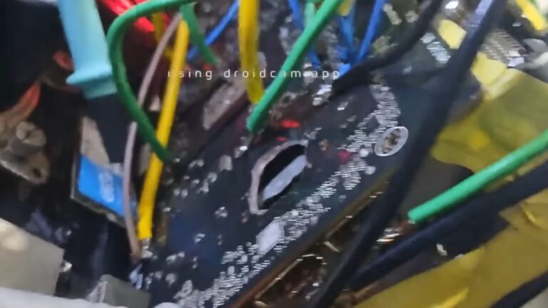 RTX 5070 Ti board showing the hole