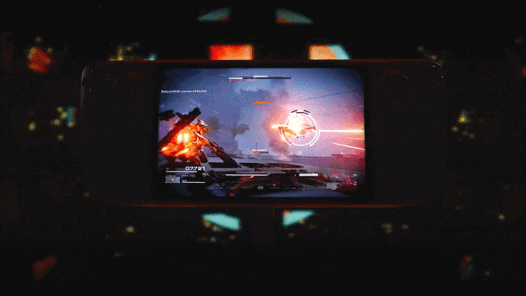 GIF of Valve's Steam Deck OLED handheld