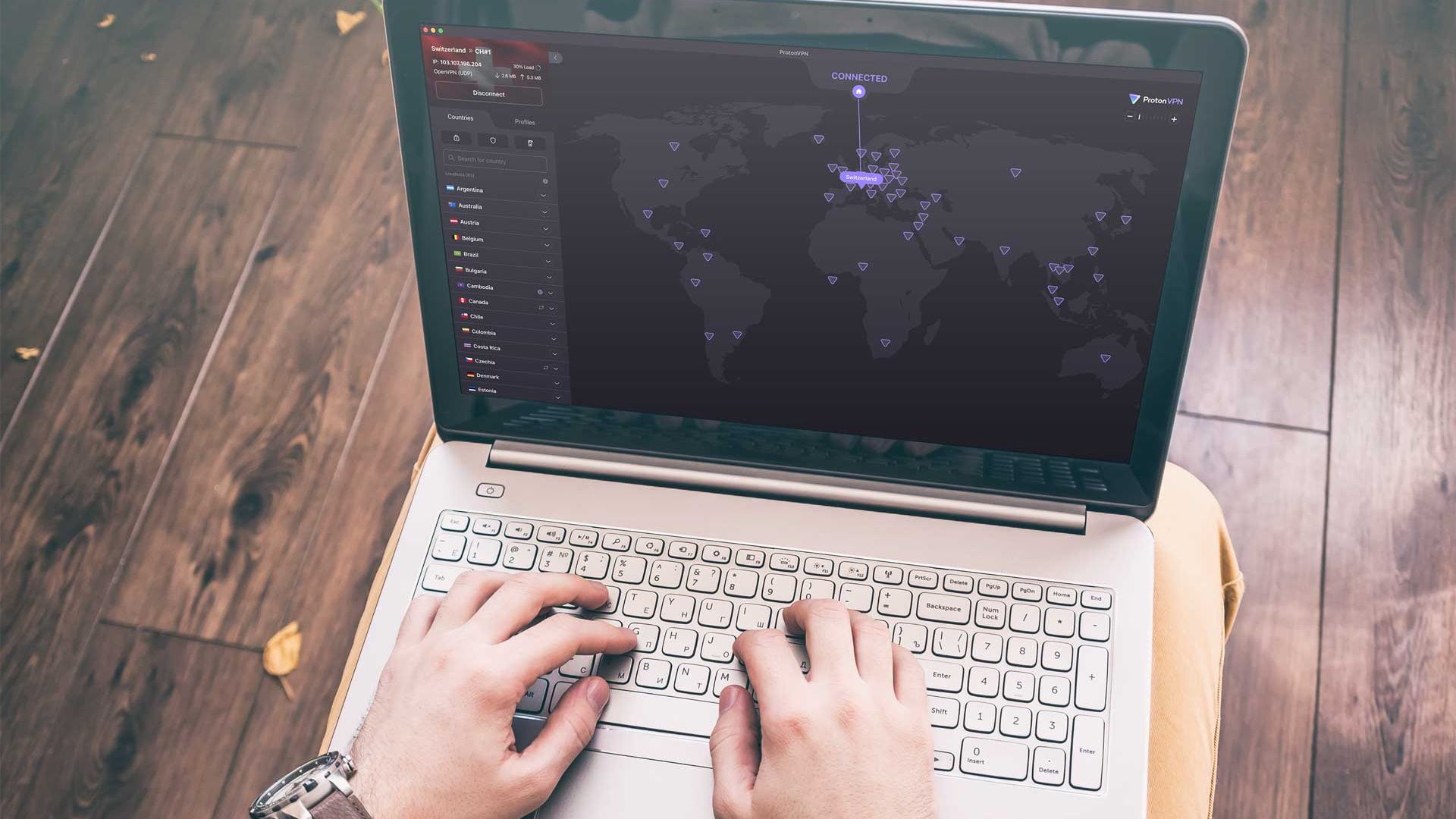 Proton VPN being used on a Windows laptop