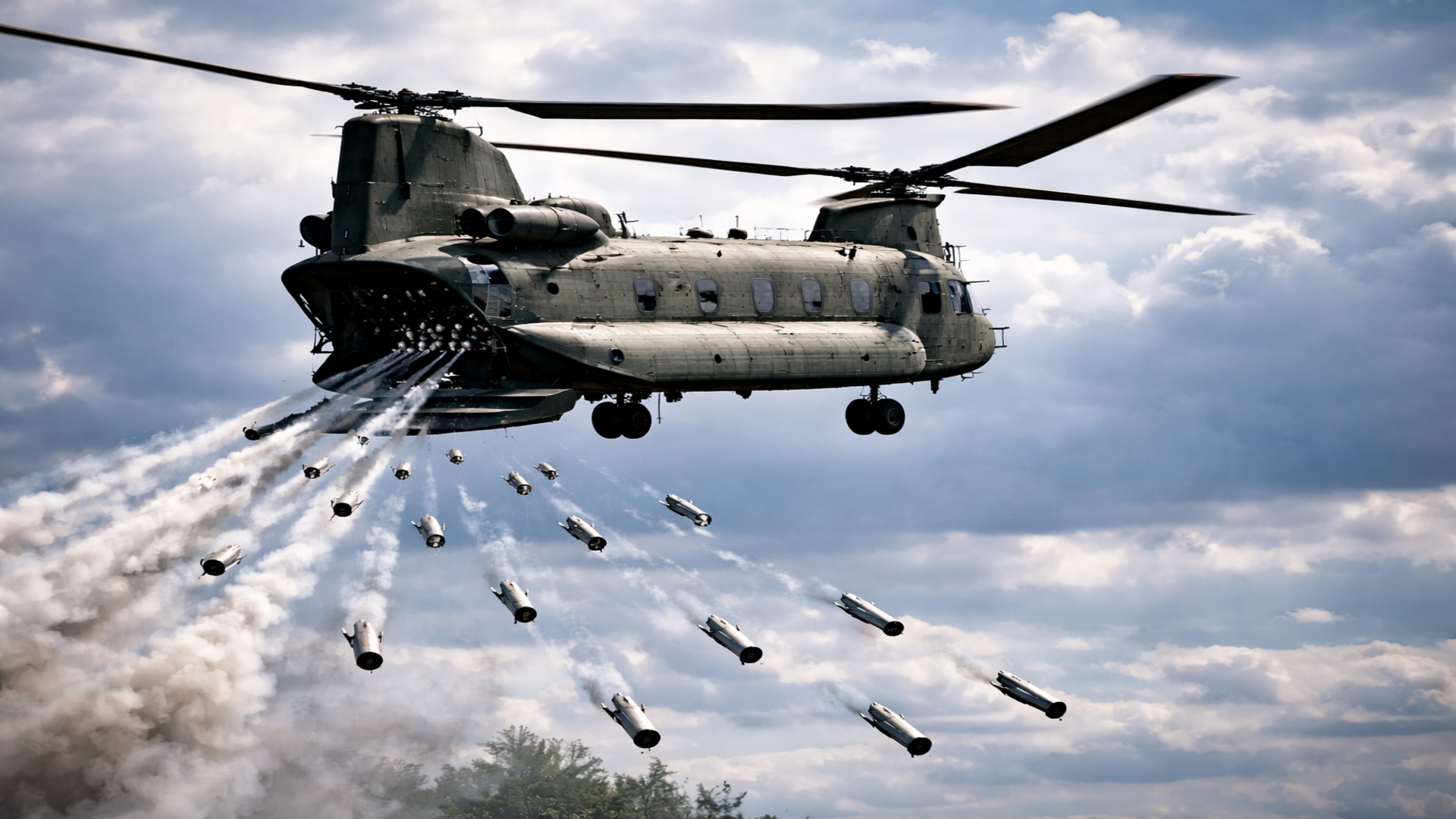 CH-47 Chinook deploying drones