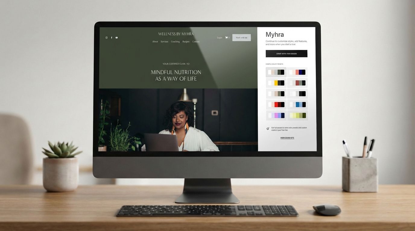 squarespace template on a macbook