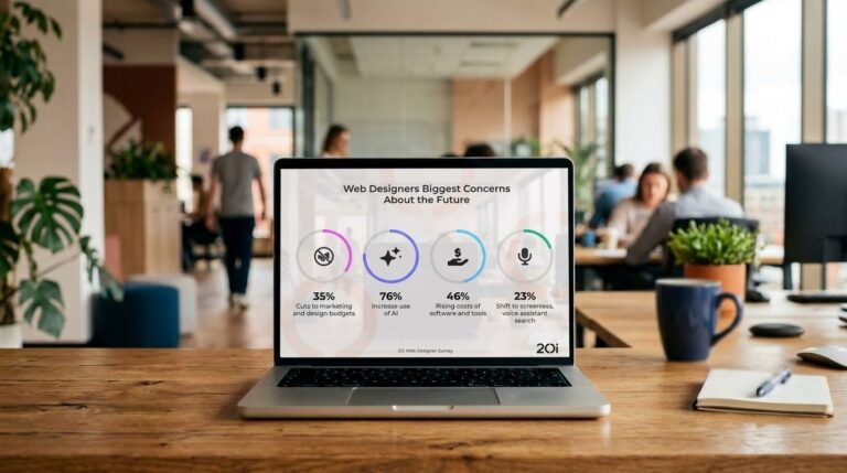 infographic on a computer in a moder office