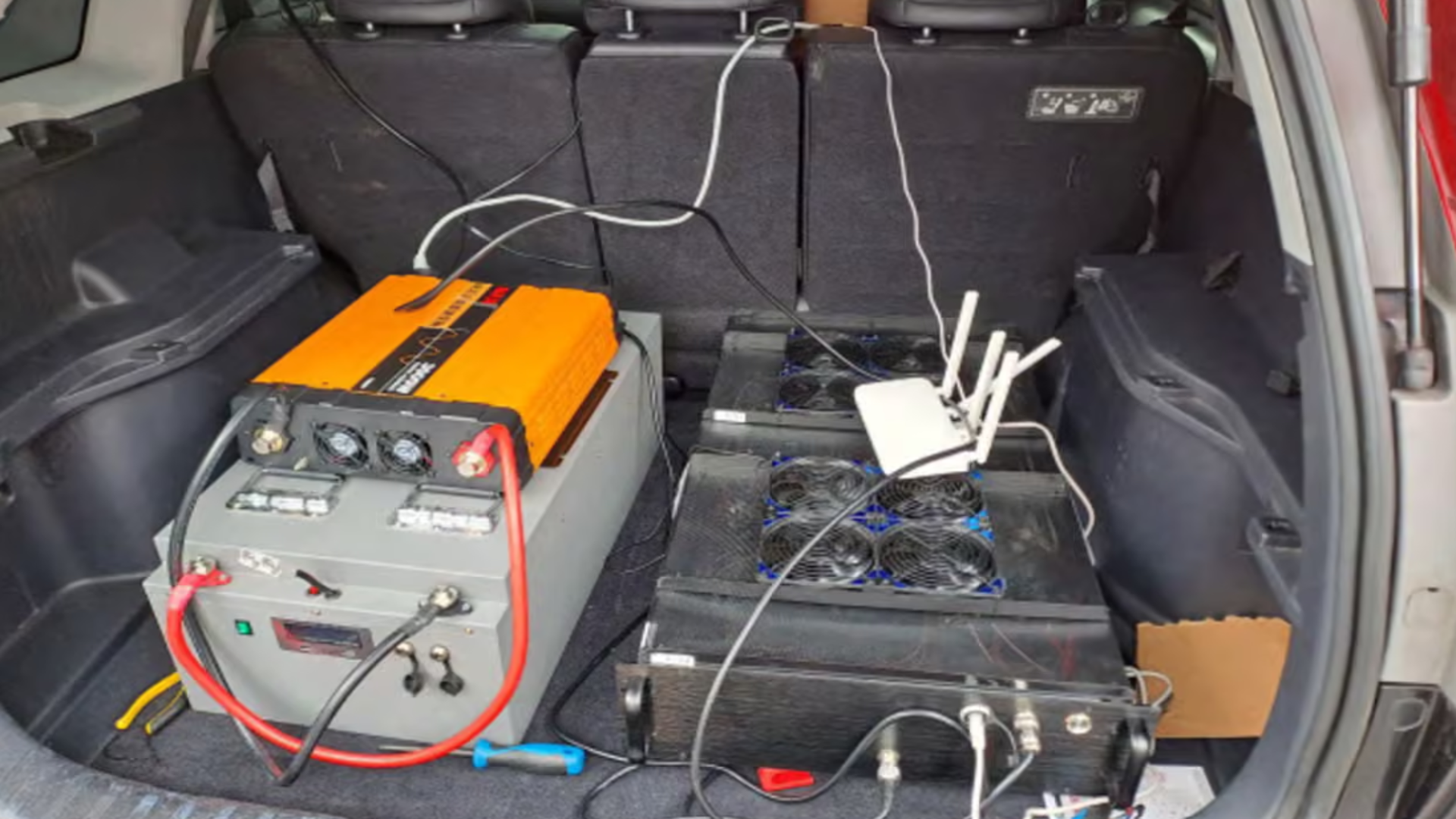 Text messaging equipment found in Ruichen Xiong’s car, a student from China who was arrested in London in June 2025.