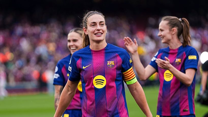 Alexia Putellas of FC Barcelona celebrates after winning the UEFA Women's Champions League 2025/26 Semi-Final Second Leg match between FC Barcelona and FC Bayern Munchen.