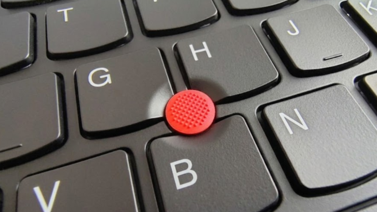A close-up of the ThinkPad TrackPoint in my home office