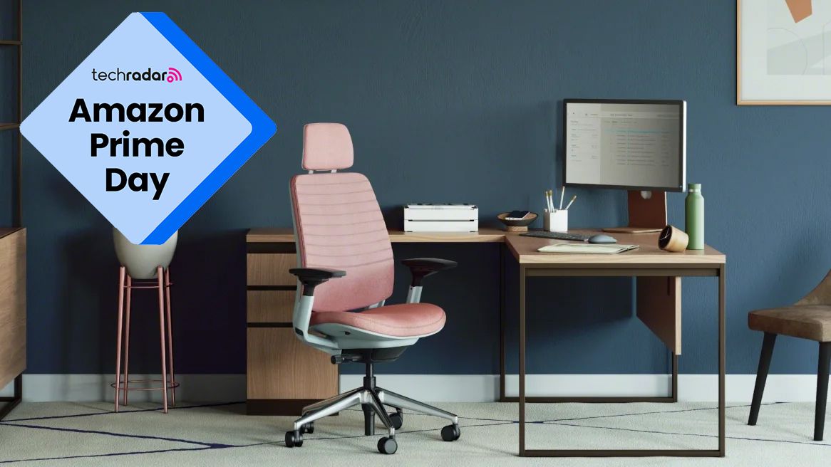 Steelcase Series 2 in a home office with an Amazon Prime Day banner