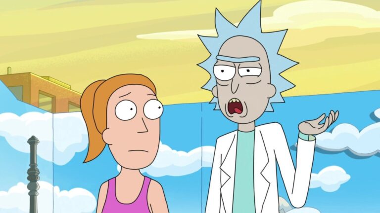 Summer looks at Rick while he talks