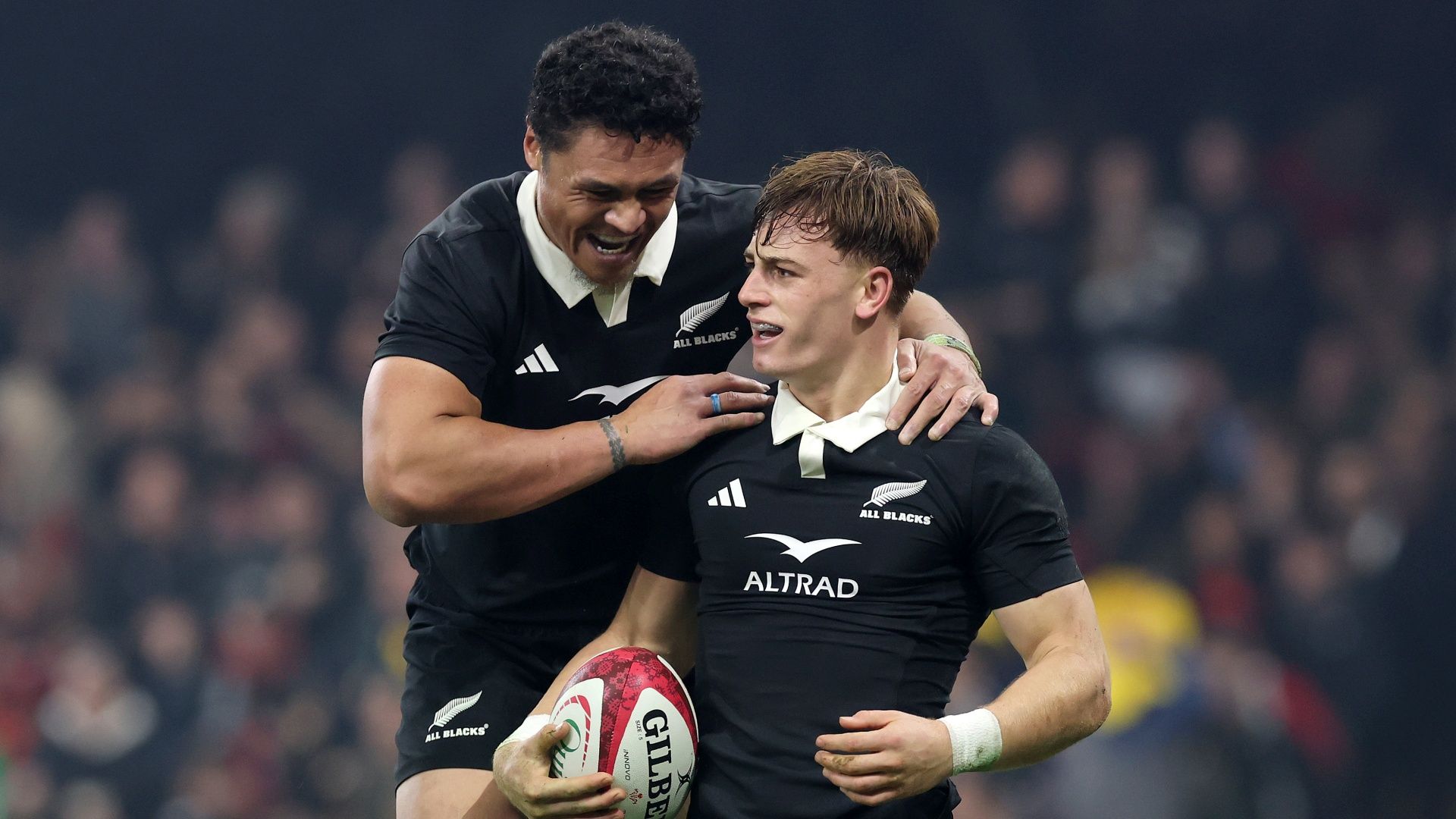 New Zealand's Ruben Love celebrating a try