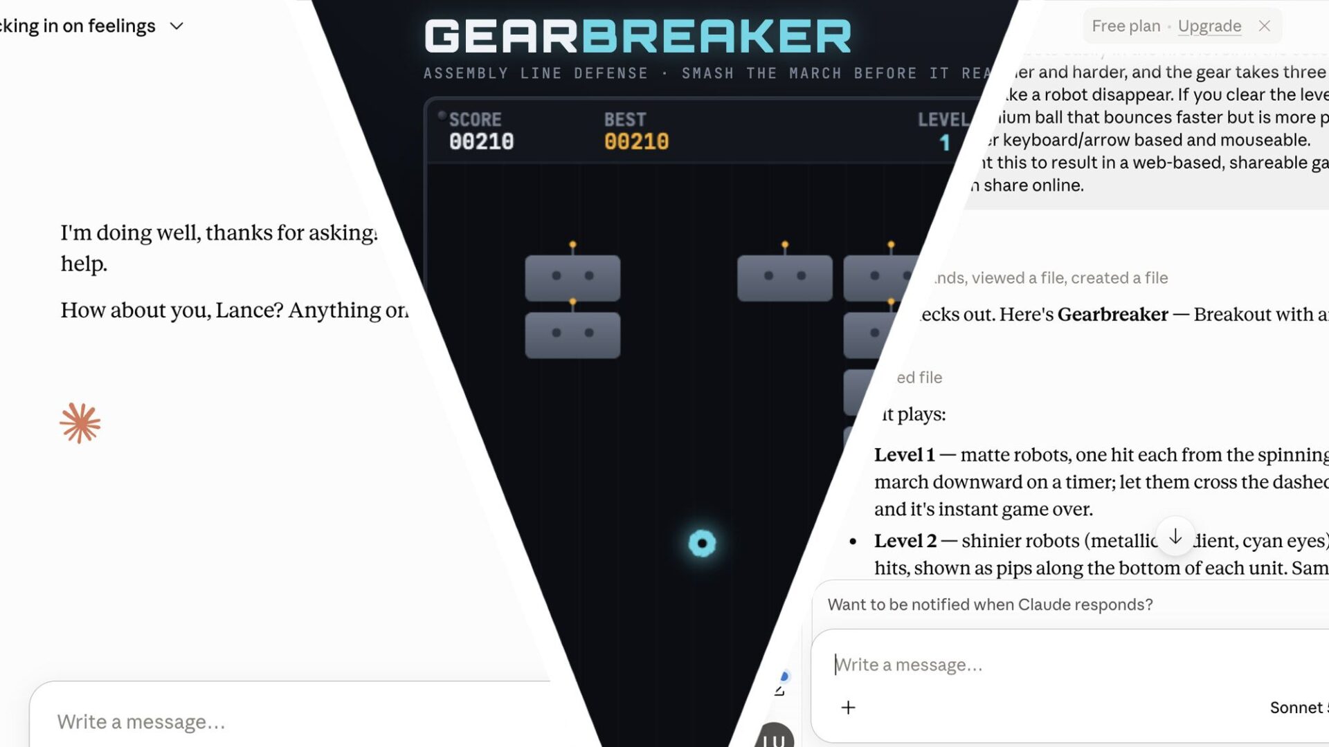 A year ago, it took Claude AI and me hours to build Asteroids; we just built a Breakout clone in five minutes — and you can play it