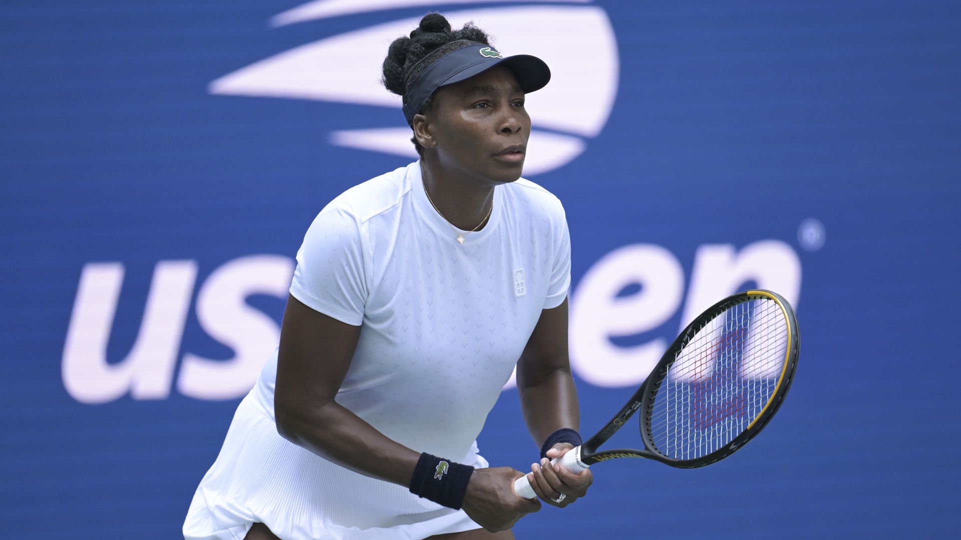 Venus Williams in action during practice during Fan Week as part of the 2026 US Open at USTA Billie Jean King National Tennis Center.