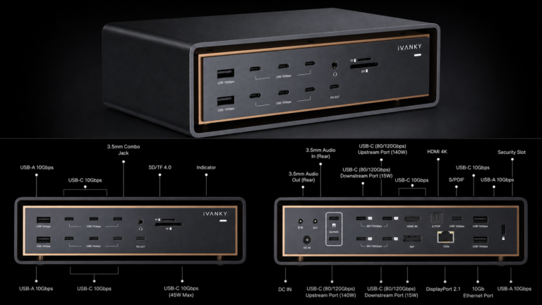 iVANKY FusionDock Ultra packs 26 ports into a desktop workstation dock.