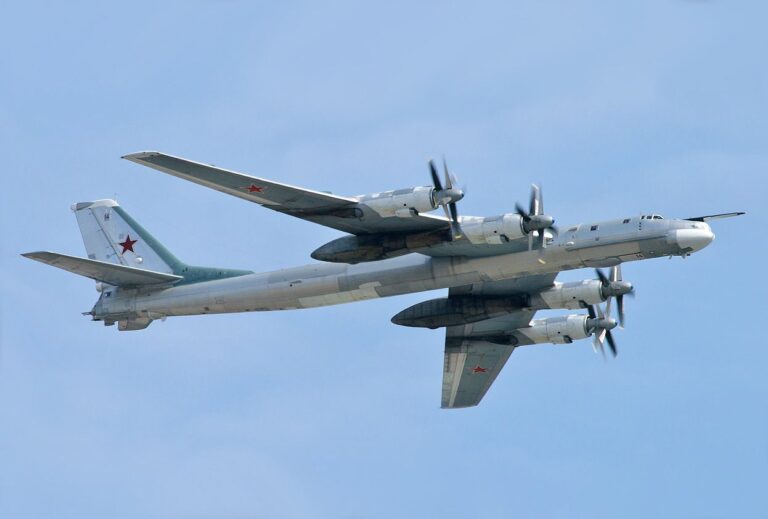 A Tupolev Tu-95 captured flying over Moscow