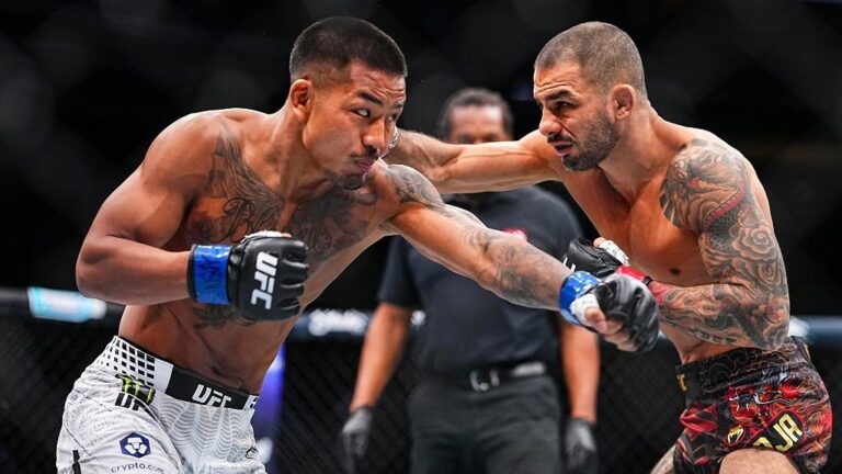 Joshua Van and Alexandre Pantoja trade blows in the UFC.