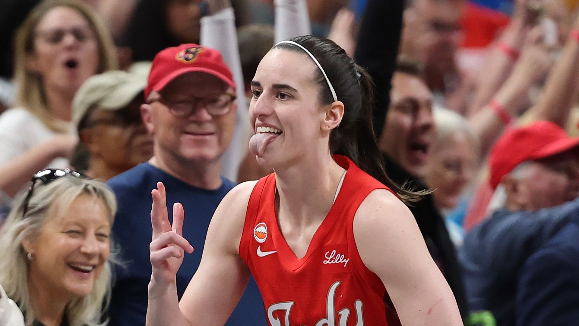 Caitlin Clark celebrating
