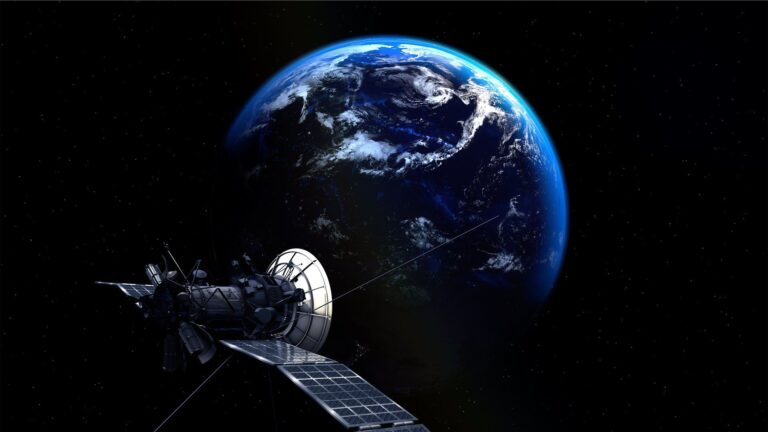 A satellite orbiting earth