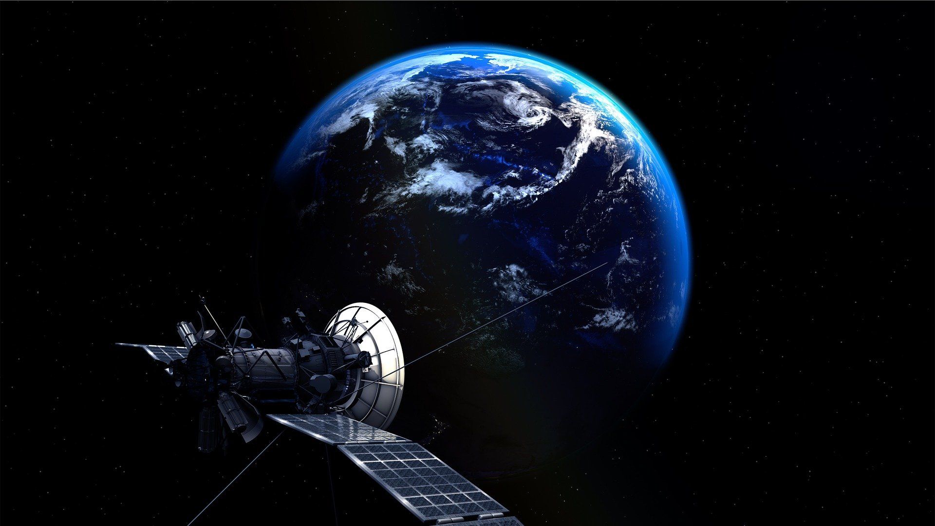 A satellite orbiting earth