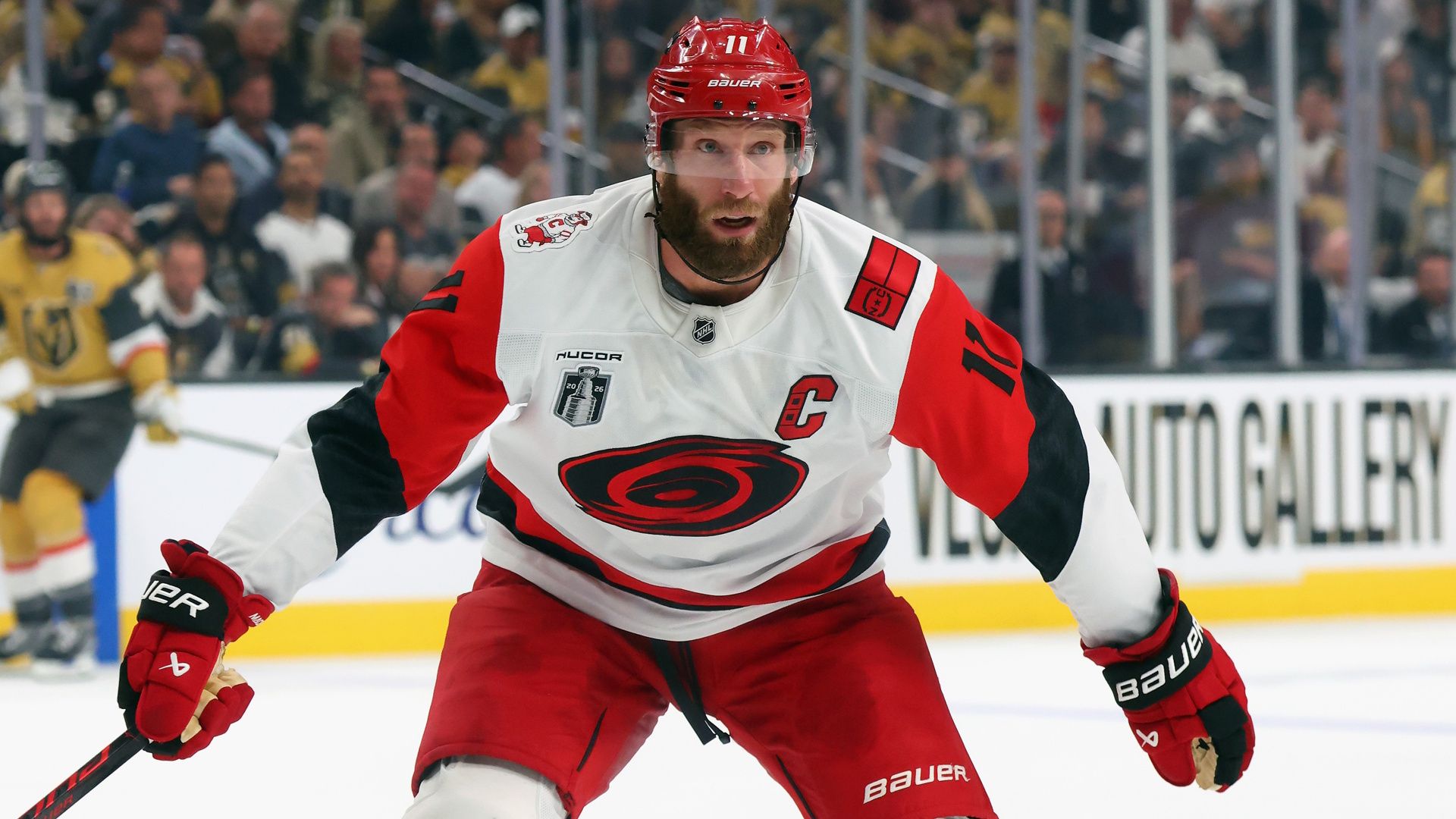 Jordan Staal #11 of the Carolina Hurricanes skates during an NHL hockey match.