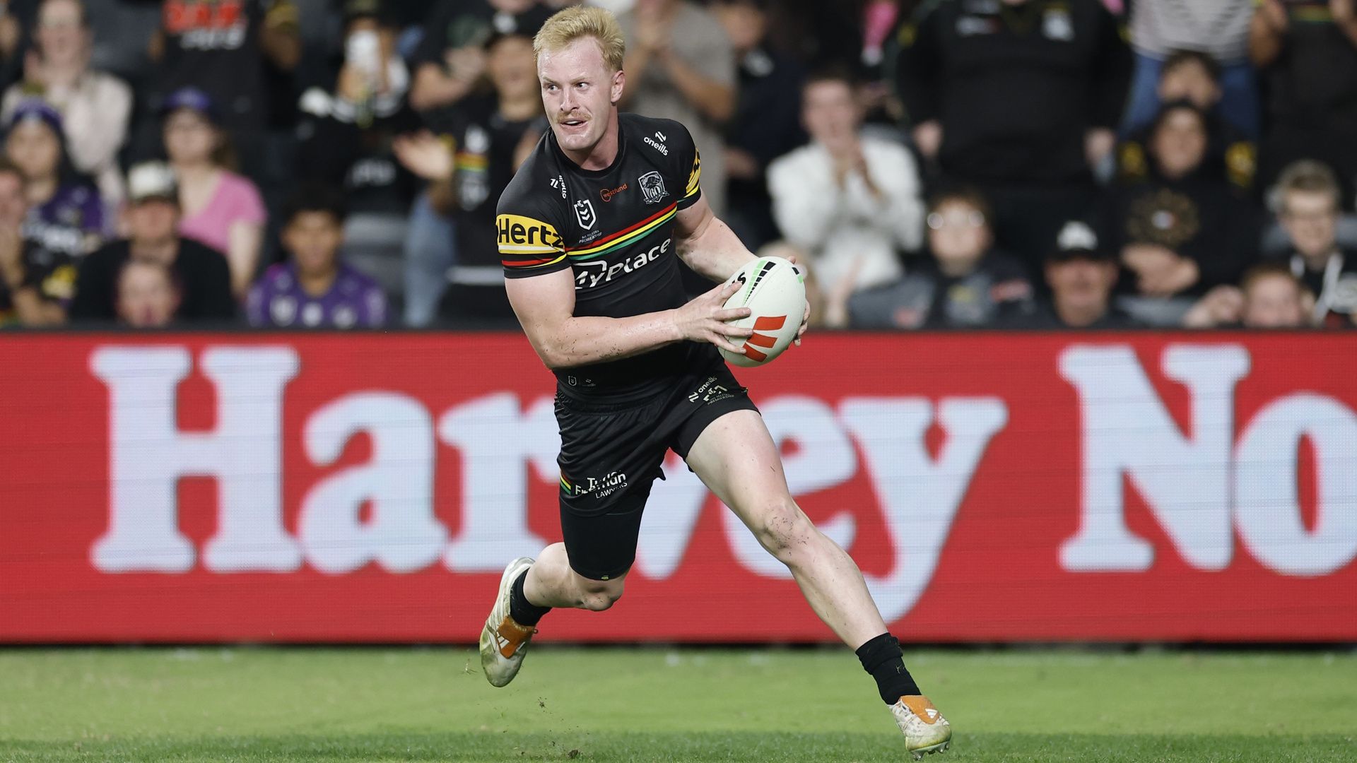 Thomas Jenkins of the Penrith Panthers scores a try during the 2026 NRL season.