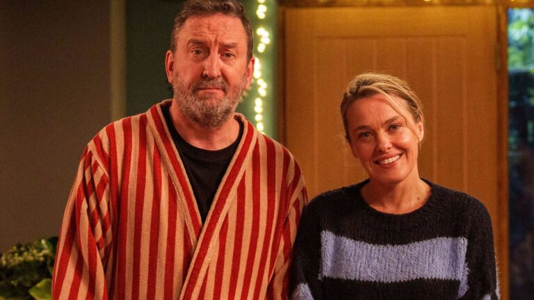 Lee Mack and Sally Bretton in promotional image for Not Going Out