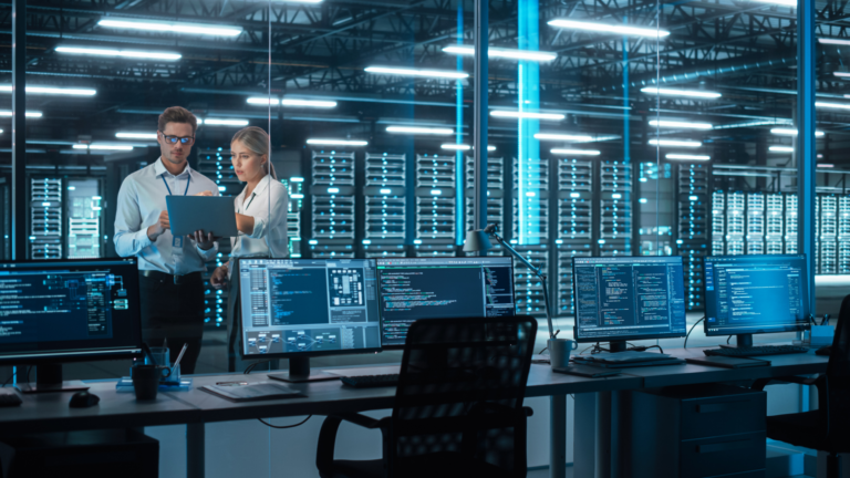 People inside an office in a data center