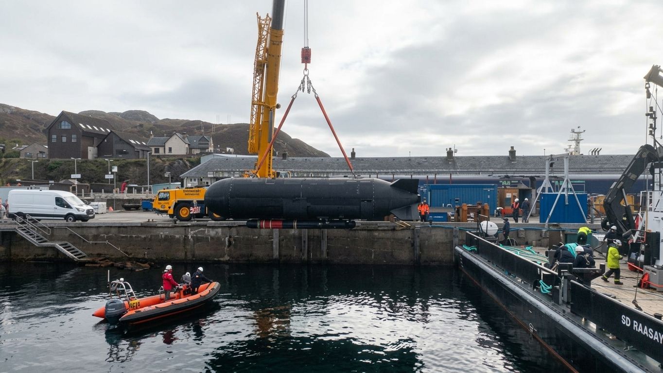 The Mk 48 heavyweight torpedo mounted on the XV Excalibur, an uncrewed underwater vessel
