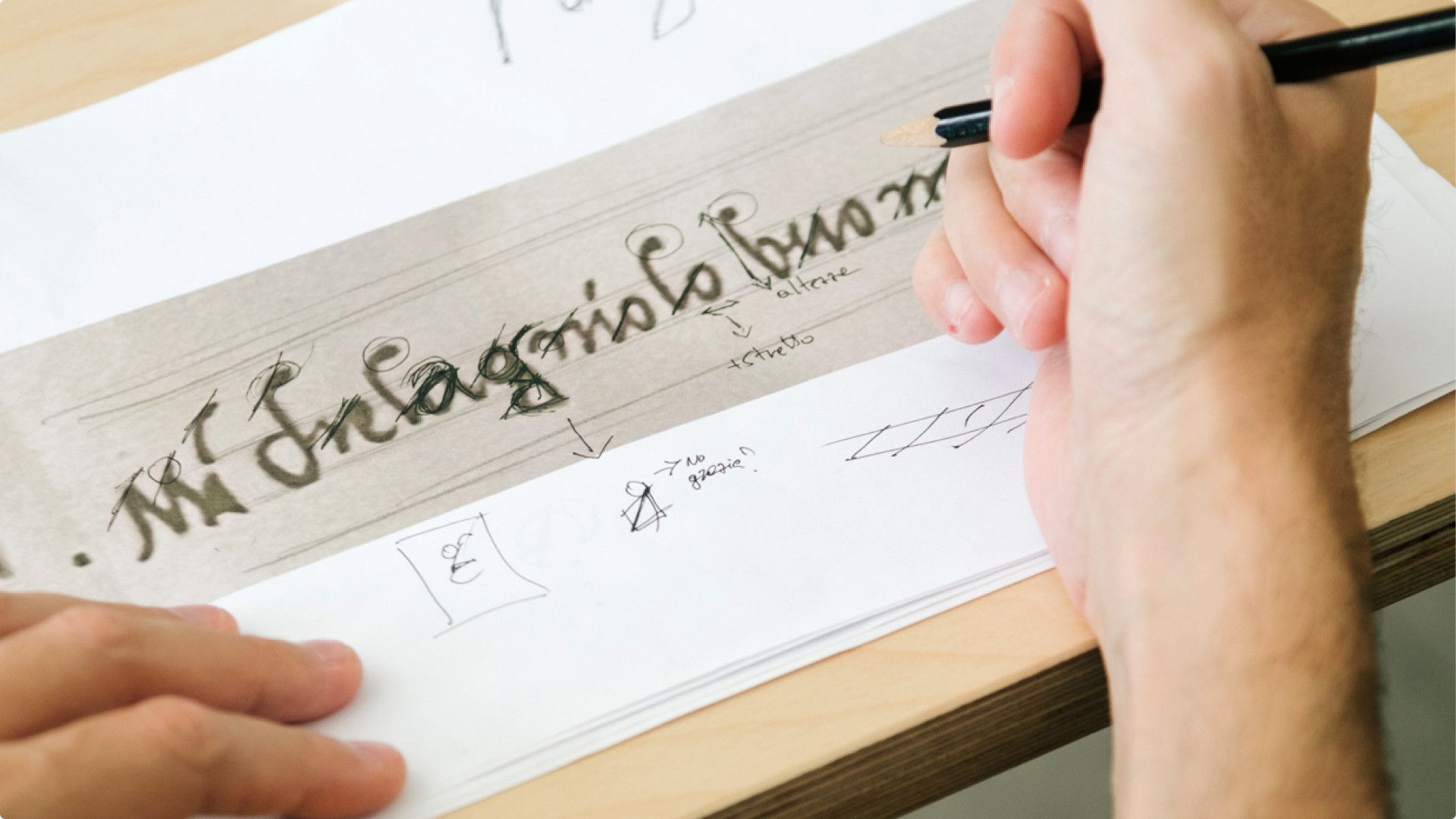 Design drawing showing work on the Michelangelus font