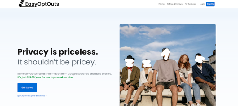 Website screenshot of EasyOptOuts (May, 2026)