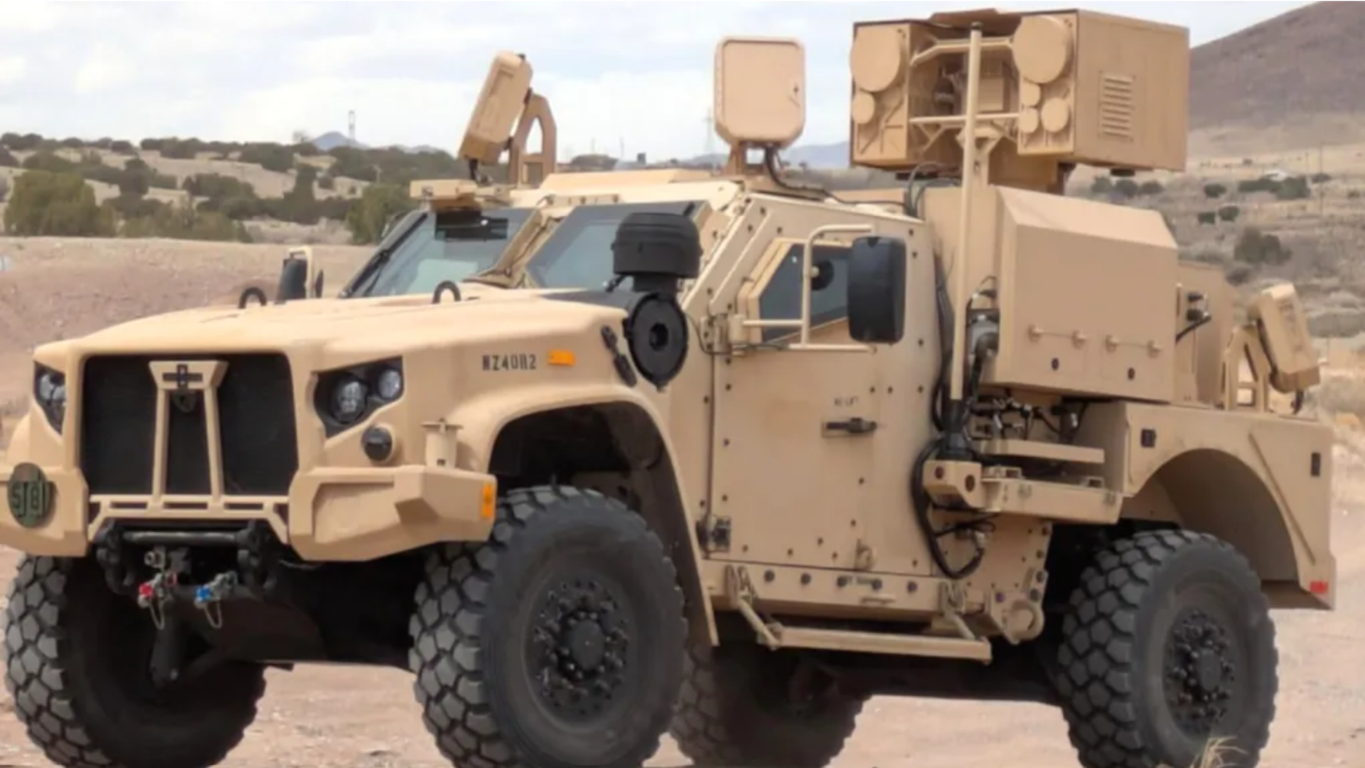 A LOCUST system seen integrated onto a JLTV.