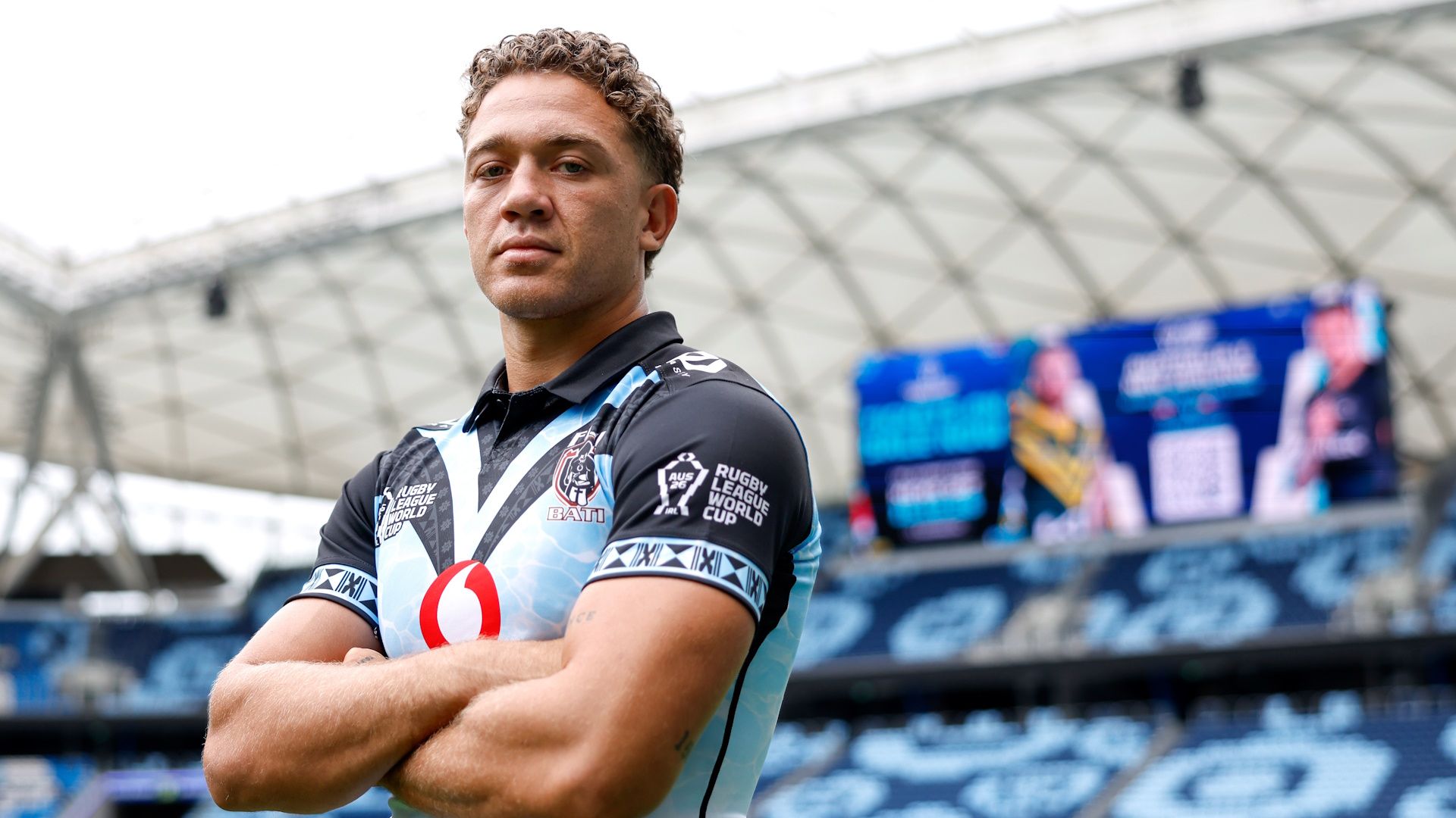 Kurt Donoghoe of Fiji poses for a portrait during the Rugby League World Cup 2026 Official Launch.